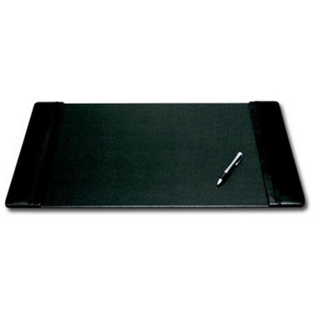 Dacasso Black Leather 22 in. x 14 in. Desk Pad with Side Rails P1028